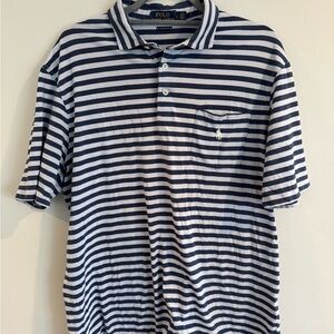 Ralph Lauren Blue and Light Blue Striped Polo Shirt